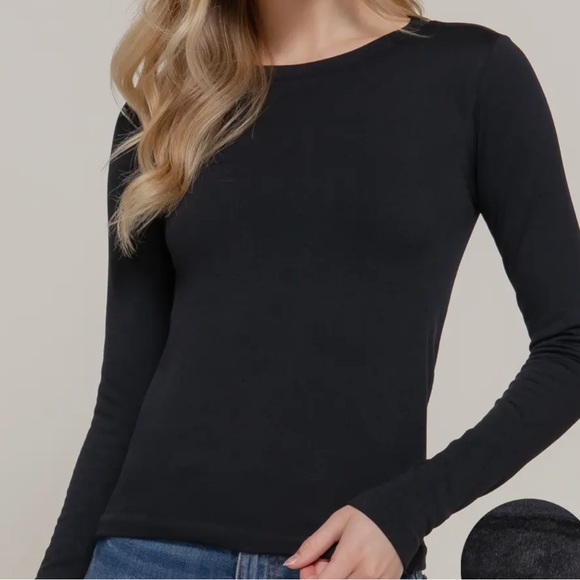 LONG SLEEVE CREW NECK INNER FUR SEAMLESS TOP - Picture 4 of 4